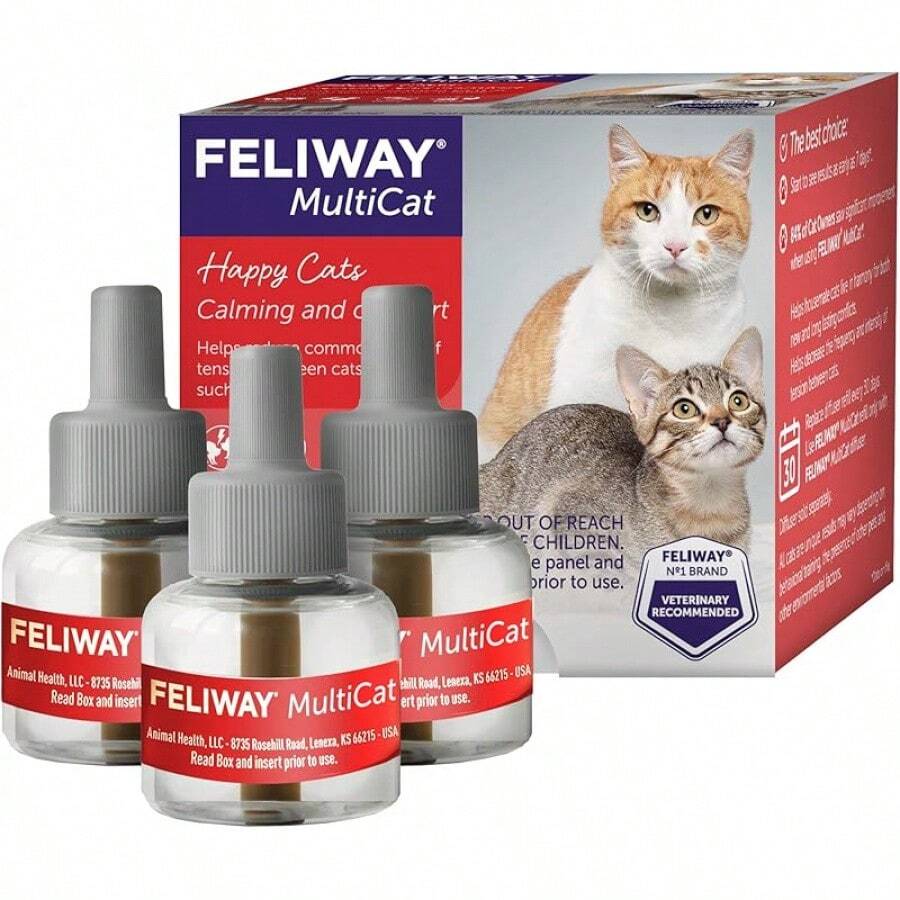 FELIWAY ®   MultiCat 3 X 30 Day Calming Refills Pheromone Diffuser, 3 X 48ml Value Pack- Helps Reduce Conflicts And Signs Of Tension In Multi-Households - 3 Count (Pack Of 1) - View 1