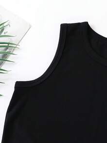 2pcs/Set Casual Boys' Tree Print Sleeveless T-Shirt And Elastic Waist Hawaii Shorts - Black - View 6