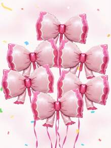 Set de 2/6 globos de foil con lazo rosa, adecuados para fiestas de cumpleaños de niñas, fiestas de primer año, decoración sorpresa de habitación, decoraciones de fiestas con tema de jardín