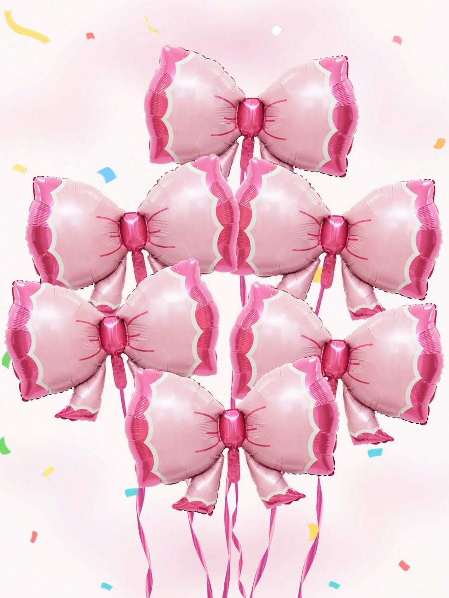 Set de 2/6 globos de foil con lazo rosa, adecuados para fiestas de cumpleaños de niñas, fiestas de primer año, decoración sorpresa de habitación, decoraciones de fiestas con tema de jardín