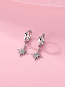 1 Pair Exquisite Hexagram Star Earrings, High-End Design Fashion Personalized Star Stud Earrings, Minimalist Style