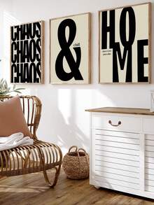 3 件，复古风格黑色和米色引文，Chill Home，Chaos，纹理单色海报，印刷帆布画，无框架，墙壁艺术 - 彩色 - 查看 12