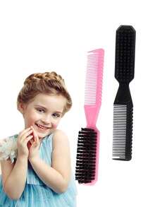 1/2pcs Double-Sided Shaping Comb For Children, 2-In-1 Hair Brush, Suitable For Baby Hair Styling And Household Use - Multicolor - View 4