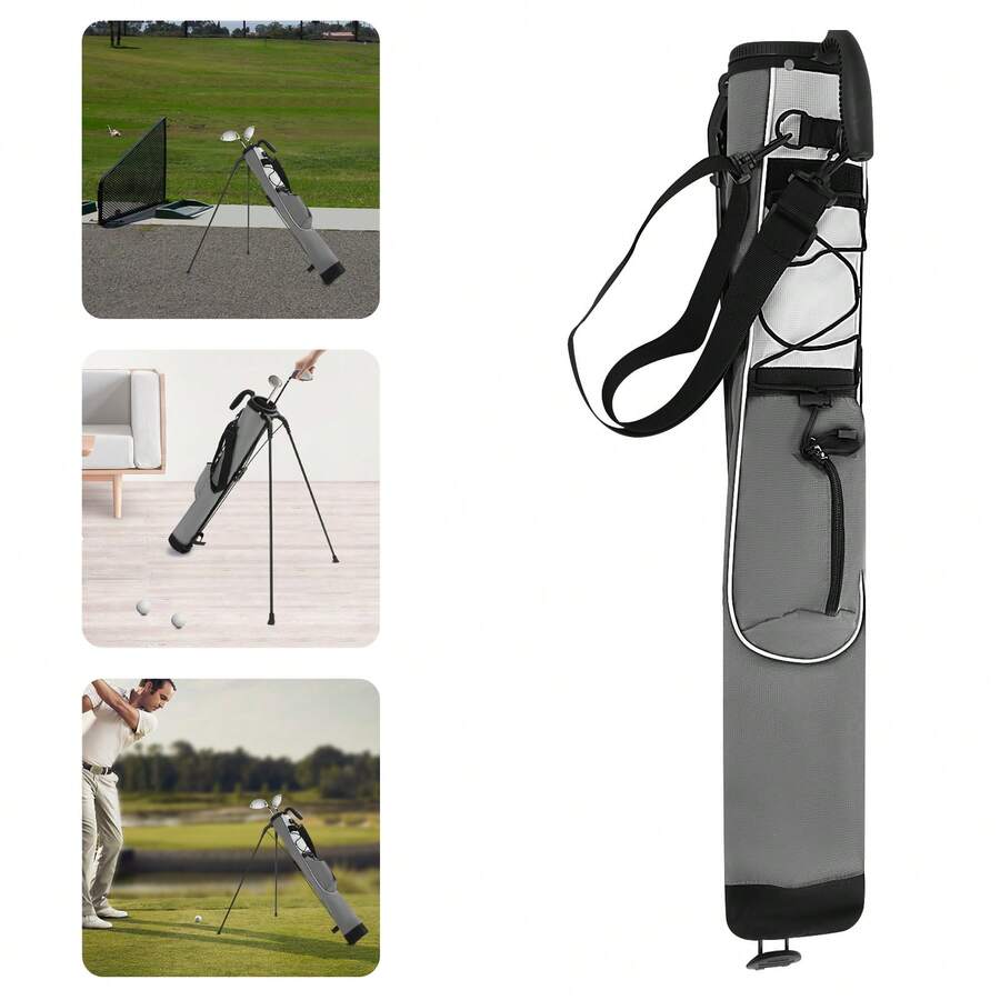 SENDERPICK Portable Golf Stand Bag, Golf Stand Bag With Shoulder Strap Golf Stand Carry Bag, - Gray and White - View 1