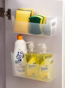 1pc Kitchen Wall Mounted Storage Box, Cabinet Door Interior Vacuum Seal Bag & Cleaning Supplies Organizer, No Drilling Required