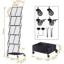 Tonchean Foldable Brochure Display Rack With Wheels 5 Layer Adjustable Magazine Rack Floor Metal Leaflet Literature Newspaper Display Stand Black For Exhibition Trade Show Office Hotel - Black - View 6