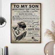 1 件溫暖媽媽的訊息藝術文字圖像海報適用於臥室、客廳、書房、樓梯、辦公室牆壁裝飾帆布 - 彩色 - 查看 9