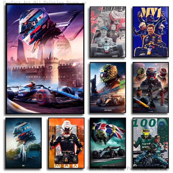 1pc/3PCS Wall Arts Posters Optional Frame 1 F1 Racing Driver Poster Sea Newspaper Printing Home Living Room Bedroom Entrance Bar Cafe Art Painting Decoration Frameless/Framed Canvas Art ,Wall Art With Frame