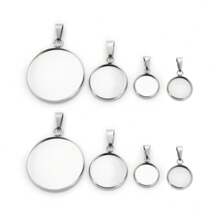10 pièces/lot Base de cabochon vierge en acier inoxydable, pendentif de charme, convient pour des bijoux de 6 8 10 12 14 18 20 25 30 mm, fournitures de fabrication de bijoux