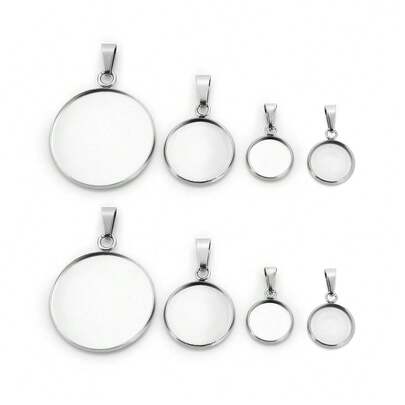 10pcs/Lot Stainless Steel Blank Cabochon Base Setting Charms Pendant Fit 6 8 10 12 14 18 20 25 30mm Jewelry Making Supplies