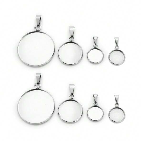 10 pièces/lot Base de pendentif en acier inoxydable vierge pour cabochons, accessoires pour la fabrication de bijoux, convient pour des tailles de 6, 8, 10, 12, 14, 18, 20, 25, 30 mm