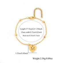 1 Stück einfaches klassisches Herz-Ausschnitt-Initialen-Armband, goldene Edelstahl-Perlenkette Armband für Frauen