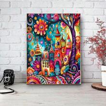 1pc 5D DIY Diamond Painting Kit, Suitable For Beginners, Full Round Drill, Full Drill Canvas Craft, Includes Drill Tools And Shiny Multi-Faceted Synthetic Diamonds, Frame Not Included, Available In Multiple Sizes, Ideal Wall Decor For Home
