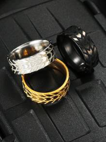1 Stück neuer geometrischer Ausschnitt Edelstahlring, Unisex Alltagskleidung