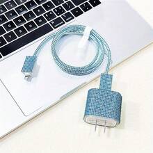5 pièces/Set Protecteur de câble de données avec strass compatibles avec , comprend un enrouleur de câble, un clip de câble et un couvre-tête de chargement. Excellent cadeau (chargeur non inclus) Protecteur de chargeur - Multicolore - Voir 11