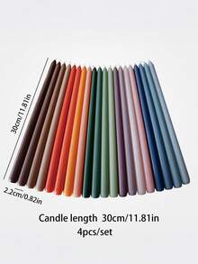 4pcs Set Taper Candles Decorative, Dinner Candle Set Smokeless And Dripless Household, Wedding, Party, And Home Decor Candlesticks - Multicolor - View 10