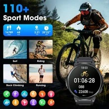 2025 Upgrade Sporty Smartwatch With 730mAh Extra-Long Battery Life, 1.85 Inch AMOLED Round Screen Smartwatch With Flashlight, Support Wireless Calling/Alarm Clock/ Weather Forecast/Music Control, Fitness Tracker With Over 100 Sport Modes, Men's Smart Watch, Compatible With IOS/Android, Gift