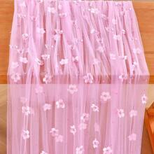 1pc Pearl Flower Tulle Table Runner, Pearl Chiffon Fabric, For Wedding Table, Bridal Shower, Bridal Veil, Birthday Party Decor
