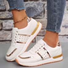 Women Sneakers Casual Comfortable Colorblock Design Non Slip Sole Sporty - trắng - Xem 4