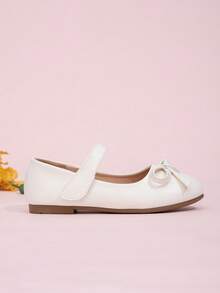 1 Pair Comfortable Casual Versatile Bow Design Flat Shoes For Girl, Suitable For All Seasons - White - View 6