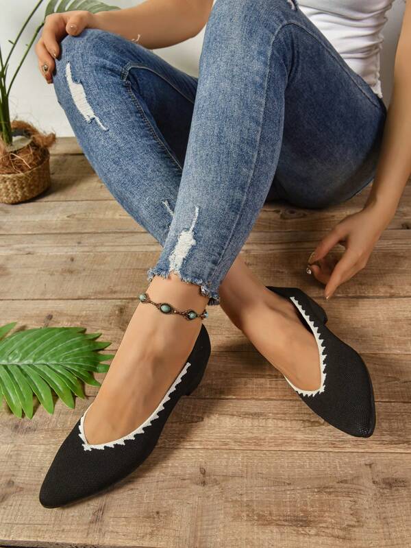 Novos sapatos femininos plus size slip-on bico redondo confortável sola macia elástica sapatilhas de trabalho