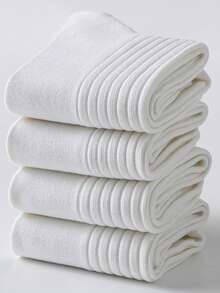 5 Pairs Women's White Vertical Stripe Mid-Calf Socks, Couple Long Socks, Suitable For Daily Wear - White - View 3