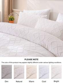 2/3pcs Geometric Pattern Plush Polyester Duvet Cover Set, Minimalist Chic Bohemian Style Bedding Set Suitable For All Seasons (1 Duvet Cover + 1/2 Pillowcases) - White - View 5