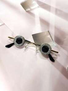 1 件金属迷你圆形镜子，奇特的小众风格装饰镜，男女复古时尚，适合旅行、拍照、社交媒体影响者、派对、音乐节 - 金色 - 查看 4