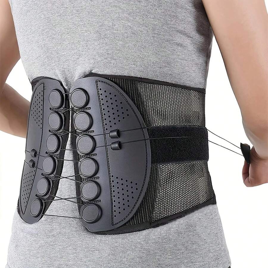 ZhuiWei 1pc Adjustable Sports Waist Support Belt With Breathable Mesh & Double Drawstring For Outdoor Hiking, Camping, Fitness Gym Accessories Lumbar Girdles