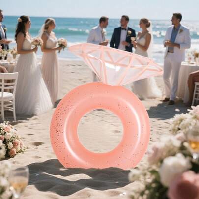 1pc Diamond-Shaped Inflatable Swimming Ring - PVC, Very Suitable For Adults, Pool Party And Beach Leisure, Bachelorette Party Gift, Wedding Decoration