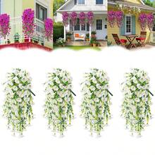8pcs Artificial Morning Glory Hanging Flowers, Precisetrue Hanging Flowers, Hanging Artificial Flower Vine, Long Hangingbush Flowers, Realistic UV Resistant Trailing Vines - 75Cm Lifelike Outdoor Decor With Eucalyptus Leaves - Waterproof Silk Faux Plant For Garden, Wall, Fence, Wedding Favors, Anniversary - Multicolor - View 18