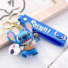 Disney Disney New Streetwear Stitch Key Chain, Cartoon Stitch Plush Pendant Bag Charm Keychain, School Supplies,Back To School