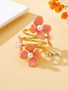 1 anel elegante de flor esmaltada com 4 pétalas