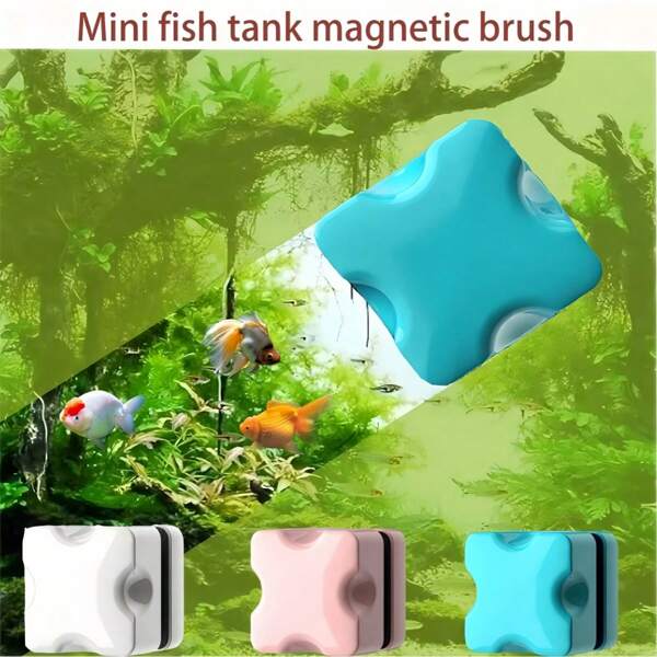 1 pieza de Cepillo magnético mini acuático para pecera, cepillo de limpieza de pecera, para limpiar tanto los lados internos como externos de la pecera, así como las pequeñas superficies de vidrio, con un diseño en forma de arco para eliminar las algas, cepillo magnético de limpieza de vidrio, accesorios para pecera, accesorios para acuario