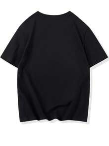 200g Pure Cotton T-Shirt 2025 Summer Ladies New Short Sleeve Pure Cotton Holiday Pattern Short Sleeve Round Neck Couple Wear Small Shirt Tops - 黑色 - 查看 2