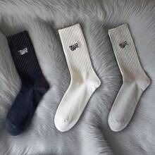 1/6 Pairs Of Fall/Winter Socks Men's Mid-Tube Socks Men's Solid Color Deodorant Wicks Men's Socks Basketball Sport Black And White Stockings