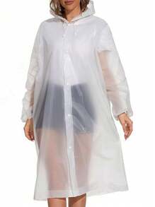 1 Stück zufälliger Farbton EVA Unisex Regenmantel lang, verstärkter wasserdichter Regenmantel, Herren/Damen mit Kapuze, wasserdicht, winddicht, schnelltrocknend, atmungsaktiv - ideal für Radfahren, Wandern und Outdoor-Abenteuer
