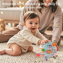 1PC Baby Plush Grip Ball With Bell - Soft Polyester, Mixed Colors - Soft Plush Sensory Ball Toy For Early Educational, Ribbon Tag Ball For Baby Kids Toddlers Infants, Ideal Birthday Gift