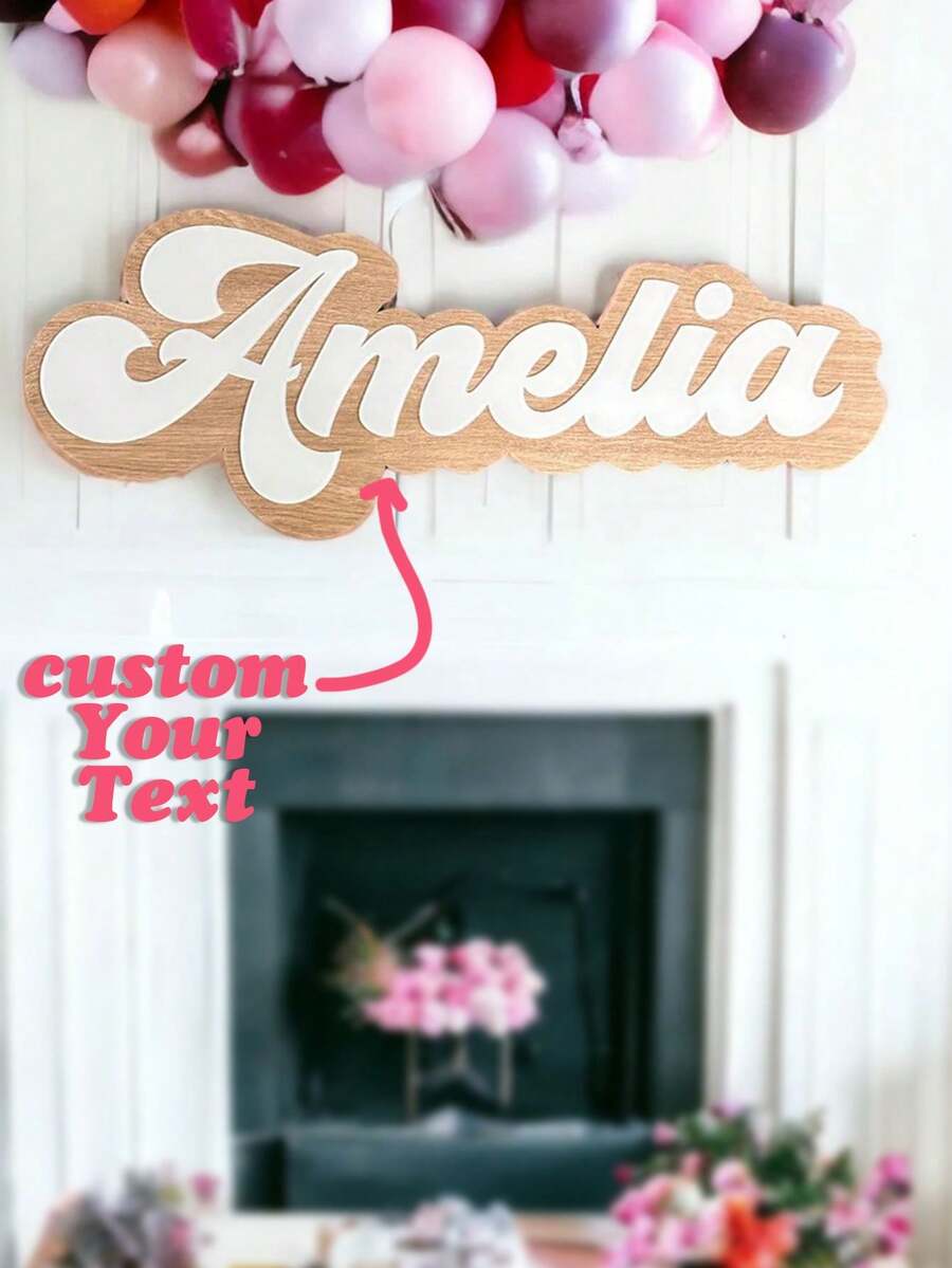 Letrero de nombre de guardería personalizado 3D de madera y acrílico, cartel de nombre personalizado de madera, decoración de habitación de bebé artesanal, regalo único para baby shower | Arte de pared de madera - Multicolor disponible, hogar estético - Multicolor - Ver 1