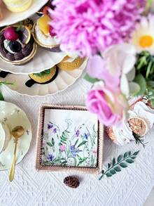 20pcs/Set, Spring Fresh Wild Flower & Plant & Herb Printed Napkins 10*10 Inch, Wedding & Tea Party & Decoration Tissue, For Restaurant & Kitchen,Christmas - Multicolor - View 5