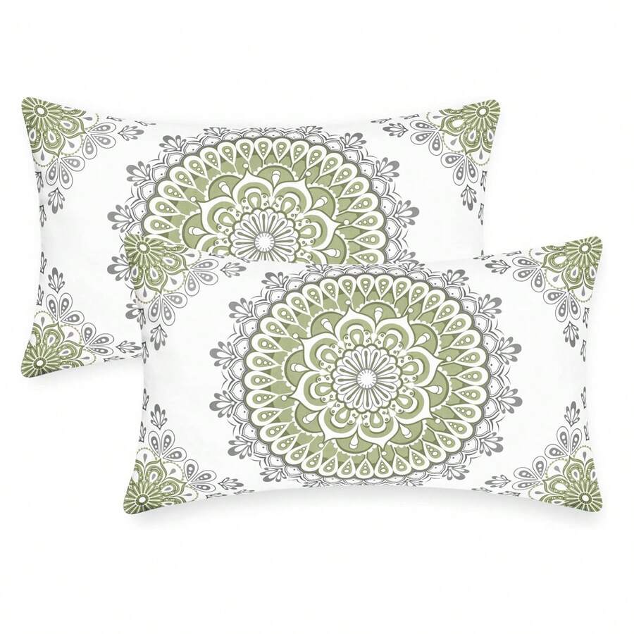 2pcs Soft PillowcaseDahlia Compass Style Cushion Cover, Suitable For