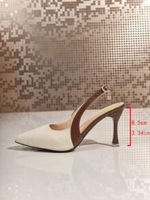 Elegant Pointed Toe Pumps, Sexy, Fashion, Versatile, Vintage Style, Thin Heel, Slingback, High Heels, Women's Spring Summer Autumn 2025 New Arrivals - Beige - View 5