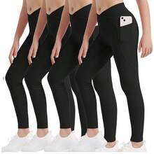 EXARUS 4 Pack Girls Leggings Kids Yoga Pants Crossover V Waist Ankle/Full Length High Waisted For School Casual Dance - BỘ 10 - Xem 1