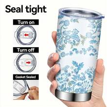 1pc 20oz Car Cup, Stainless Steel Tumbler, Heat Preservation And Cold Preservation Car Cup With Straw And Brush, Reusable, Gift For Family And Friends, Coffee Cup, Outdoor Portable Water Cup Water Bottle - Multicolor - View 6