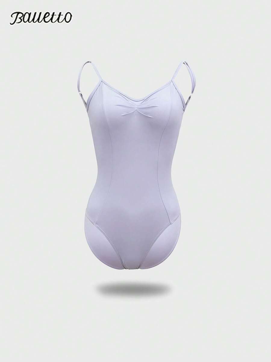 balletto 舞蹈紧身衣，用于表演练习，高裆，可调节肩带，V 领前后设计，成人修身全身紧身衣