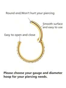 4 peças/1 peça de piercing de nariz redondo de titânio G23 de baixa sensibilidade incrustado com zircônia 5A brincos femininos dourados 16G piercing de septo nasal joia de perfuração adequada para rodas de orelha, lóbulos de orelha, rodas de orelha anteriores, cóclea, barcos de orelha