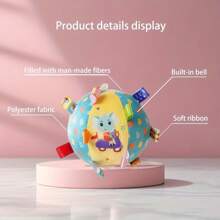 1PC Baby Plush Grip Ball With Bell - Soft Polyester, Mixed Colors - Soft Plush Sensory Ball Toy For Early Educational, Ribbon Tag Ball For Baby Kids Toddlers Infants, Ideal Birthday Gift