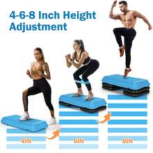 29'' Adjustable Workout Fitness Aerobic Stepper Exercise Platform W/Riser 4'' -6'' -8 Blue - Black - View 10