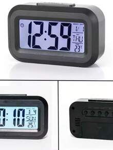 Portable Digital Table Clock Alarm Clock Led Lcd Glow Dark Small Size 9cmx5.5cm - 白色 - 查看 2