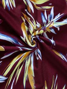 Vestido con estampado floral, escote profundo en V y bolsillos, elegante para vacaciones de verano - Burdeos - Ver 5